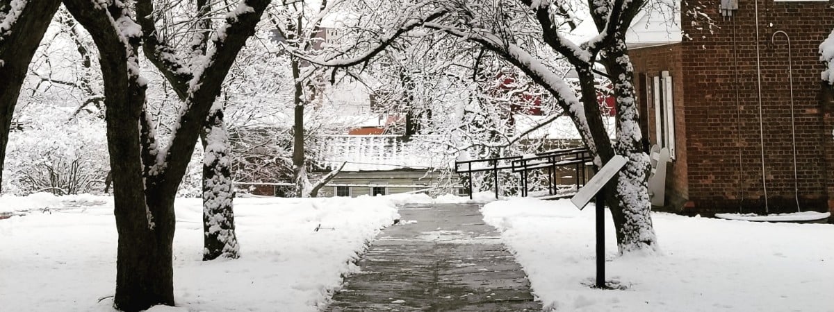 Schuyler Mansion State Historic Site on a snowy day