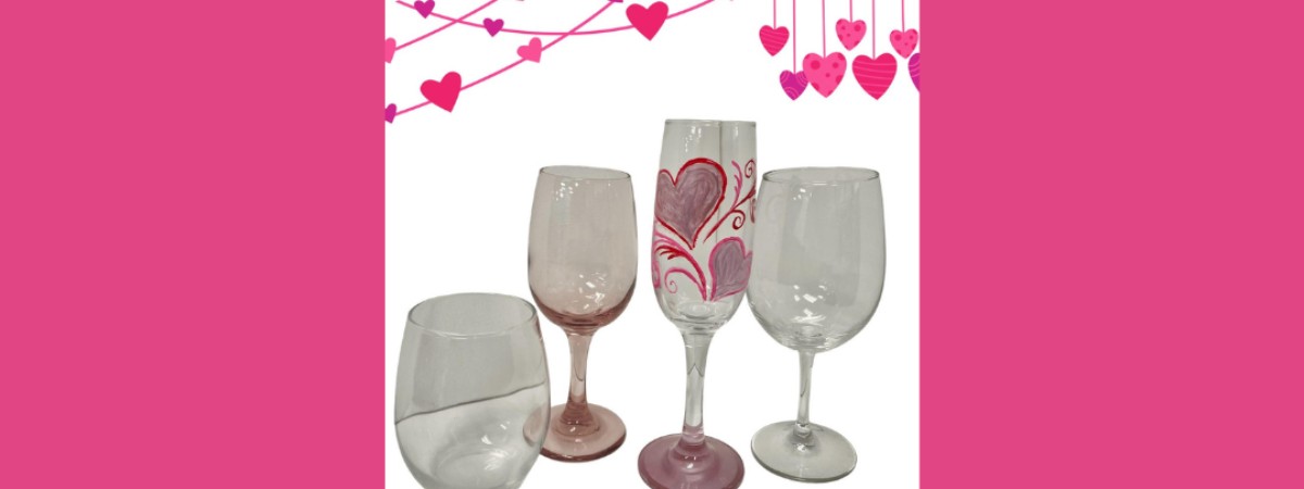 Heart Champagne Flutes, Wine Glass, or Beer Mug Set Paint Event!