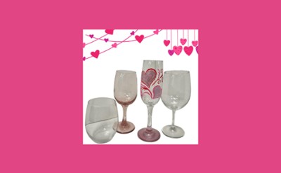 Heart Champagne Flutes, Wine Glass, or Beer Mug Set Paint Event! 