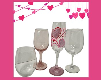 Heart Champagne Flutes, Wine Glass, or Beer Mug Set Paint Event!
