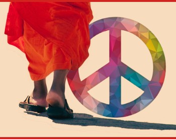 Buddhist Monk Walking for Peace