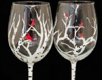 Wine Glass Painting – Birch Heaven