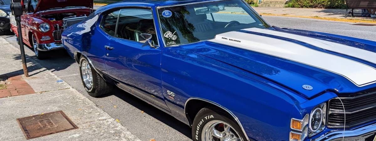 blue classic car