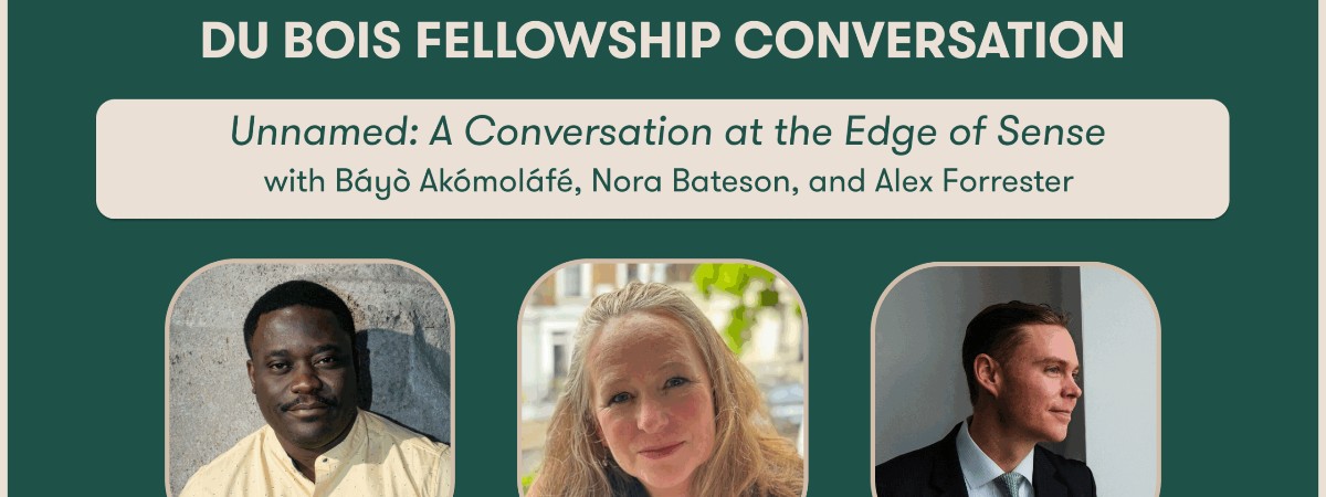 A flyer for Unnamed: A Conversation at the Edge of Sense, with photos of event speakers.