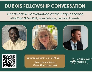 A flyer for Unnamed: A Conversation at the Edge of Sense, with photos of event speakers.