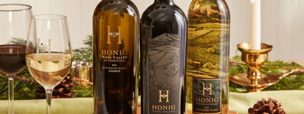 3 bottles of honig wine, 2 white wines and 1 red wine