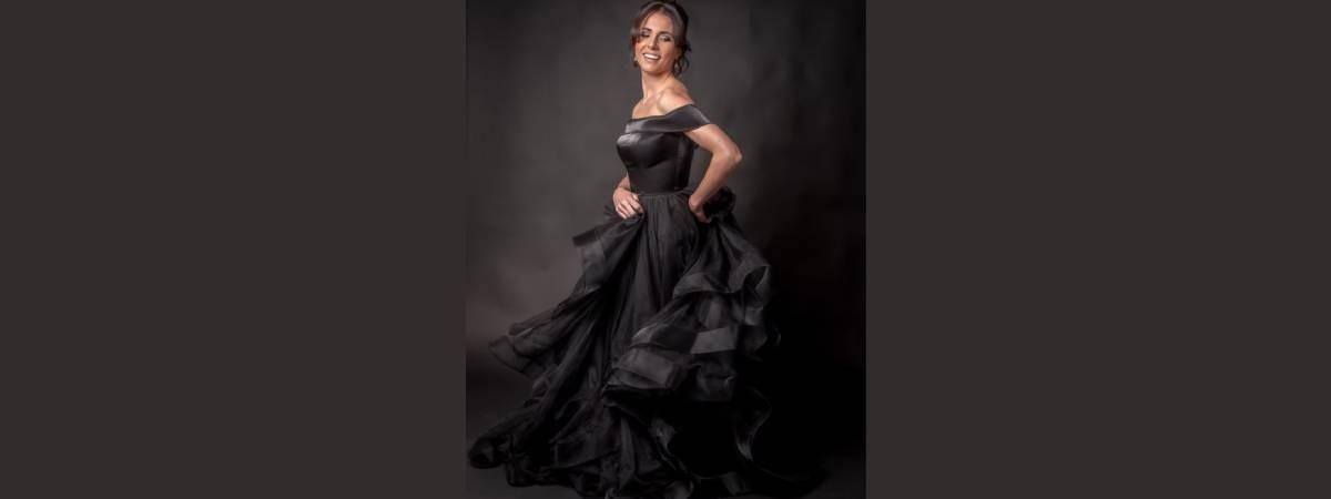 woman in black dress