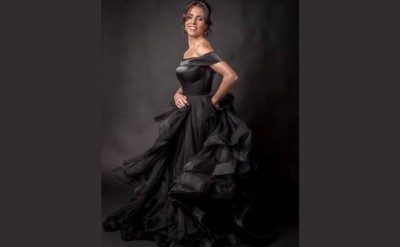 woman in black dress