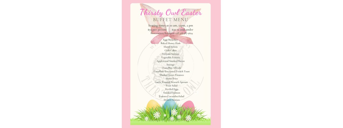 thirsty owl easter menu