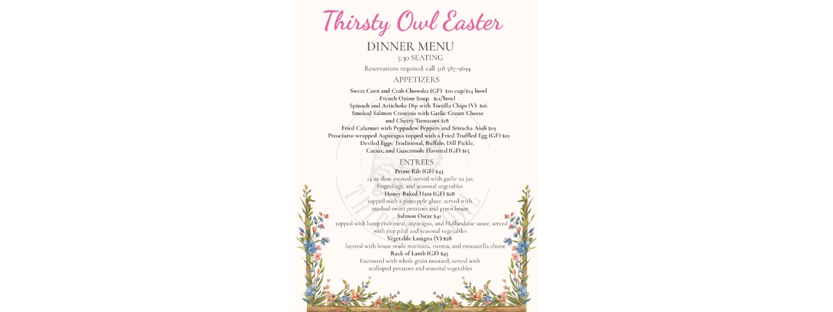 Easter Dinner menu