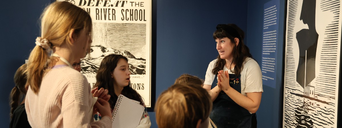 Learning about artwork at The Hyde Collection
