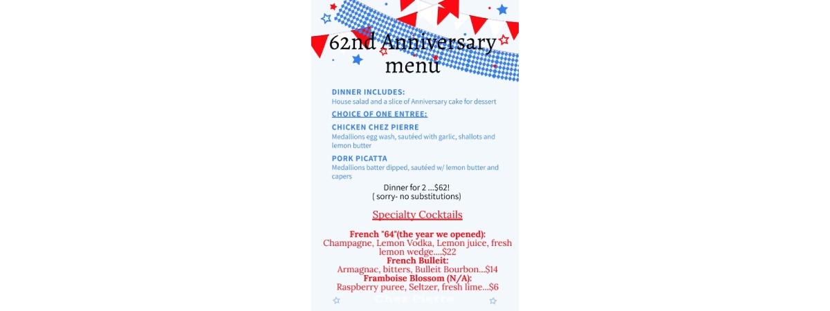 anniversary menu