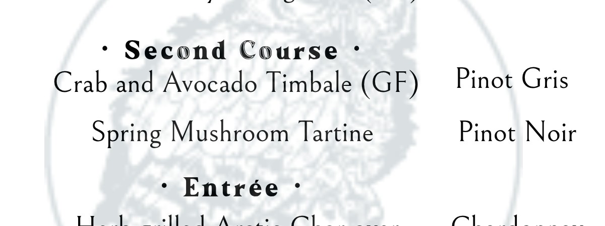 Wine Pairing Dinner Menu - April