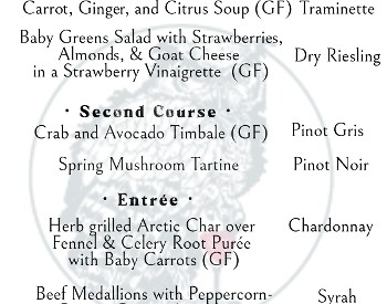 Wine Pairing Dinner Menu - April