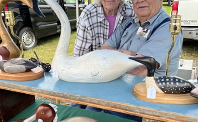 Local artisans display wooden duck decoys