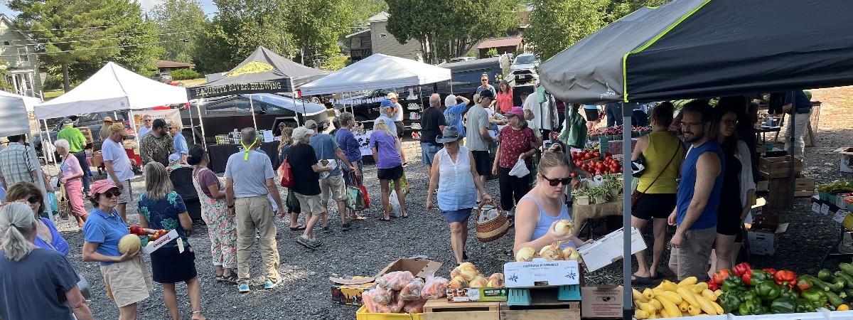 A crowd of people buying vegetables