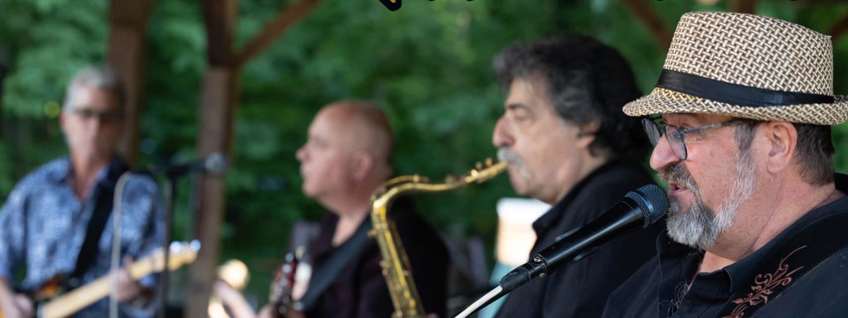 A band sings and plays