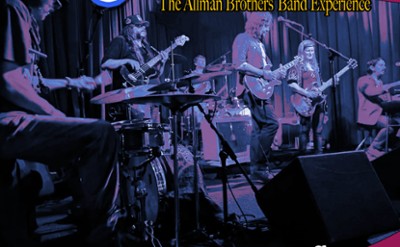 A band plays on stage
