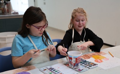 Students creating art at The Hyde Collection