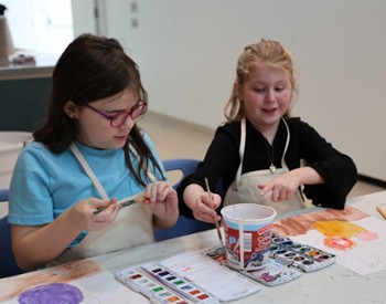 Students creating art at The Hyde Collection