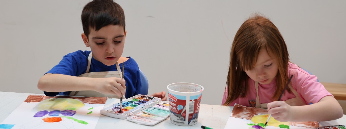students creating artwork at The Hyde Collection