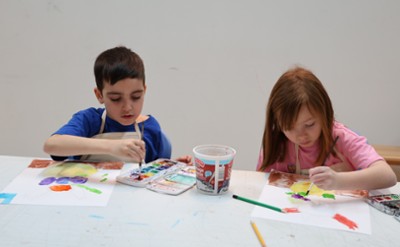 students creating artwork at The Hyde Collection