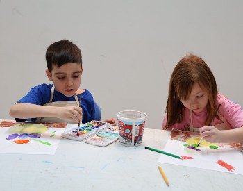 students creating artwork at The Hyde Collection