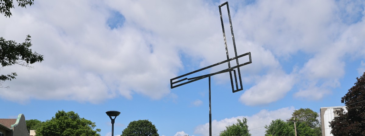 A sculpture on the grounds of The Hyde Collection