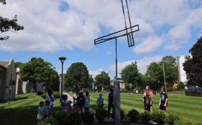 A sculpture on the grounds of The Hyde Collection