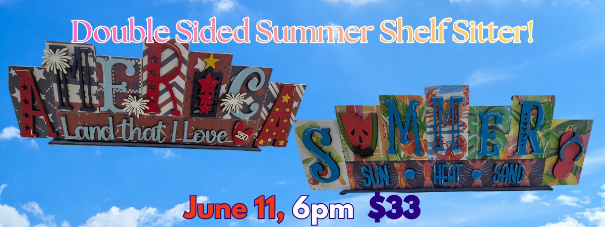 Double Sided Summer Shelf Sitter, patriotic and summer