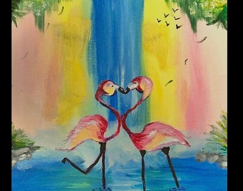 flamingos in love painting