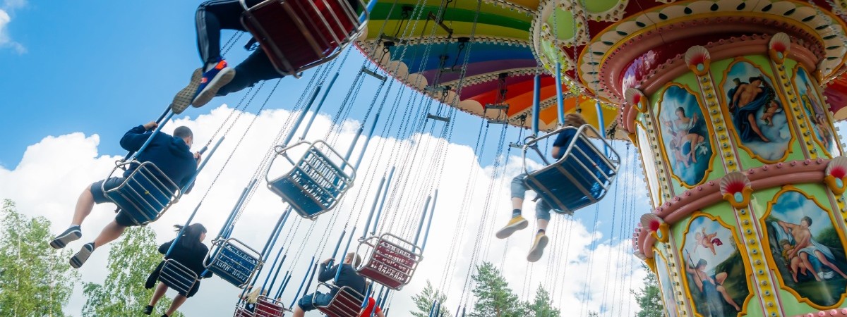 a spinning carnival ride