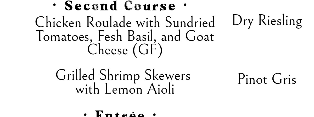 June Wine Pairing Dinner menu