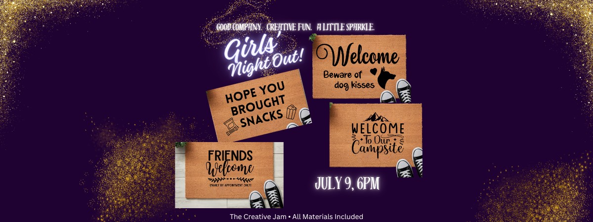 four welcome mats with sayings like "Hope your Brought Snacks" and "Welcome Beware of Dog Kisses'