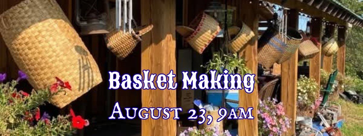 Porch with baskets hanging