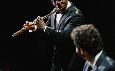 two musicians on stage