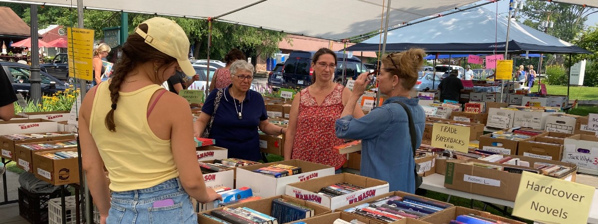 Browsing our large selection of books!