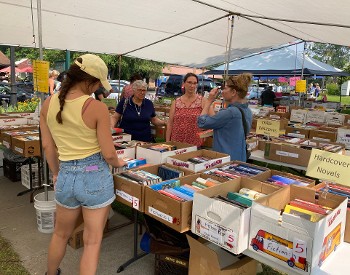 Browsing our large selection of books!