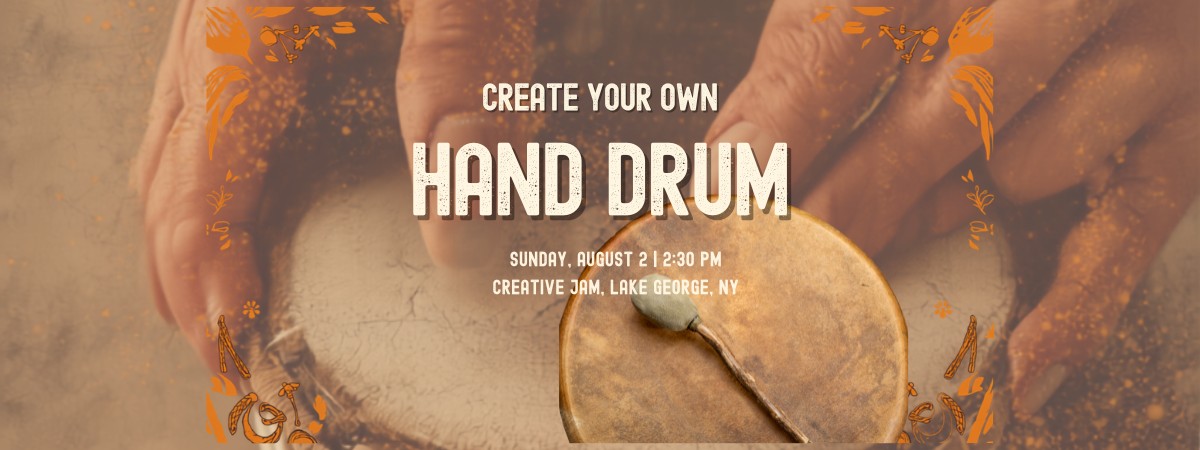 "Create Your Drum", hands and a drum in the background