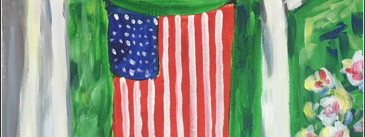 painting of an American flag on a porch
