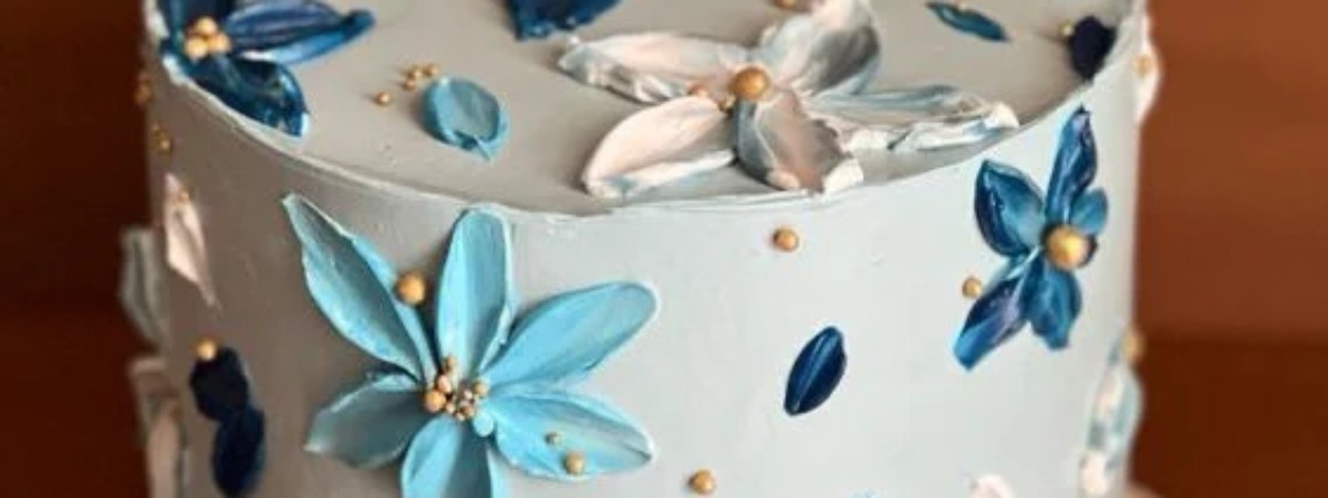 Blue Palette Painted florals cake