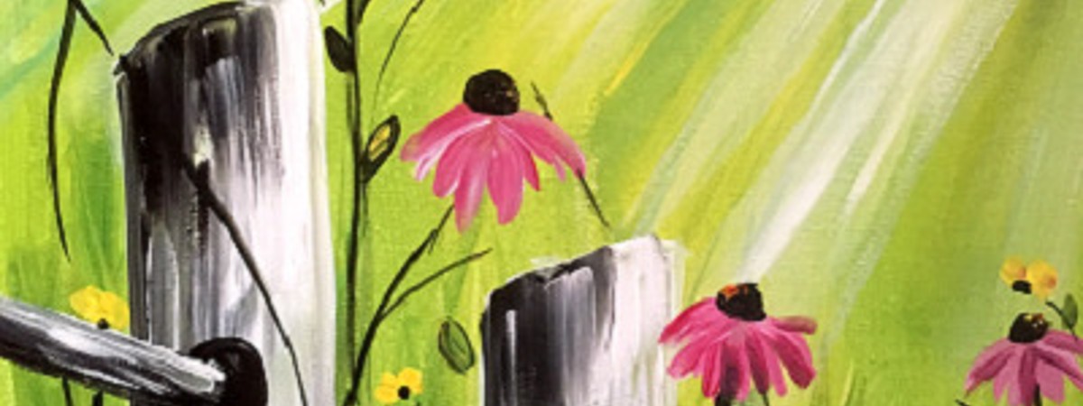 wildflowers by a fence