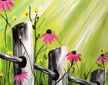 wildflowers by a fence