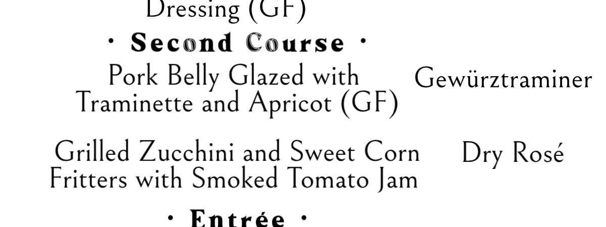 July Wine Pairing Dinner Menu