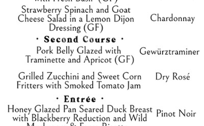 July Wine Pairing Dinner Menu