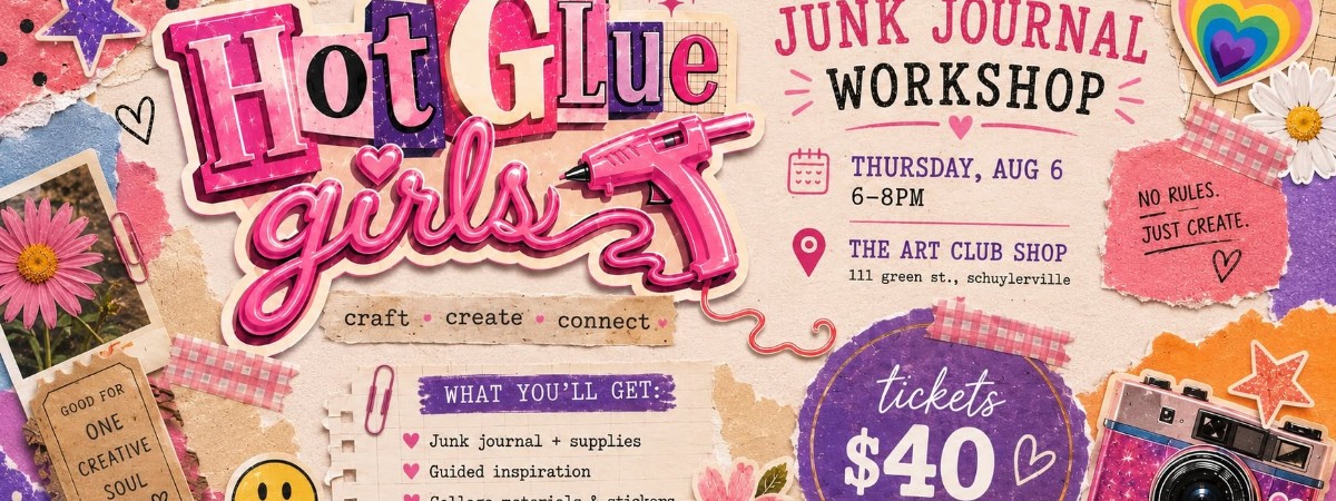 Junk Journal is open for everyone ages 18+ and the fun NEW Art Club!