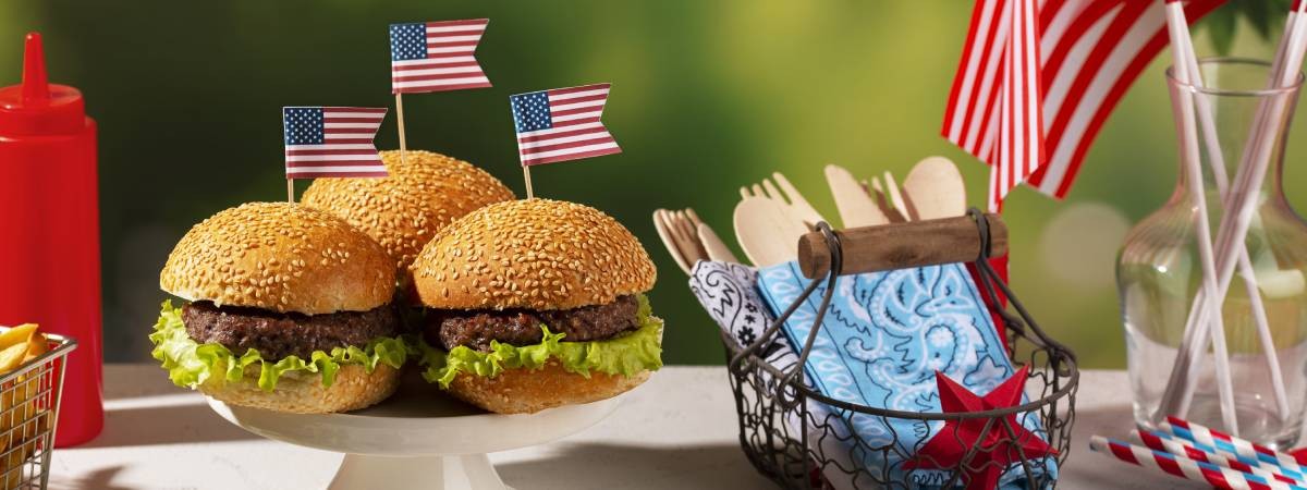 burgers with american flags