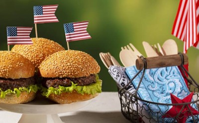 burgers with american flags