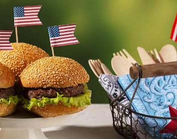 burgers with american flags