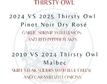 Thirsty Owl vs the World menu